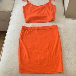 SHEIN Orange Women's Skirt and Top Set
